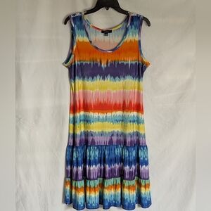 Violet B Tank Dress Coverup Tie Dyed  Ruffled Skirt Sz Large